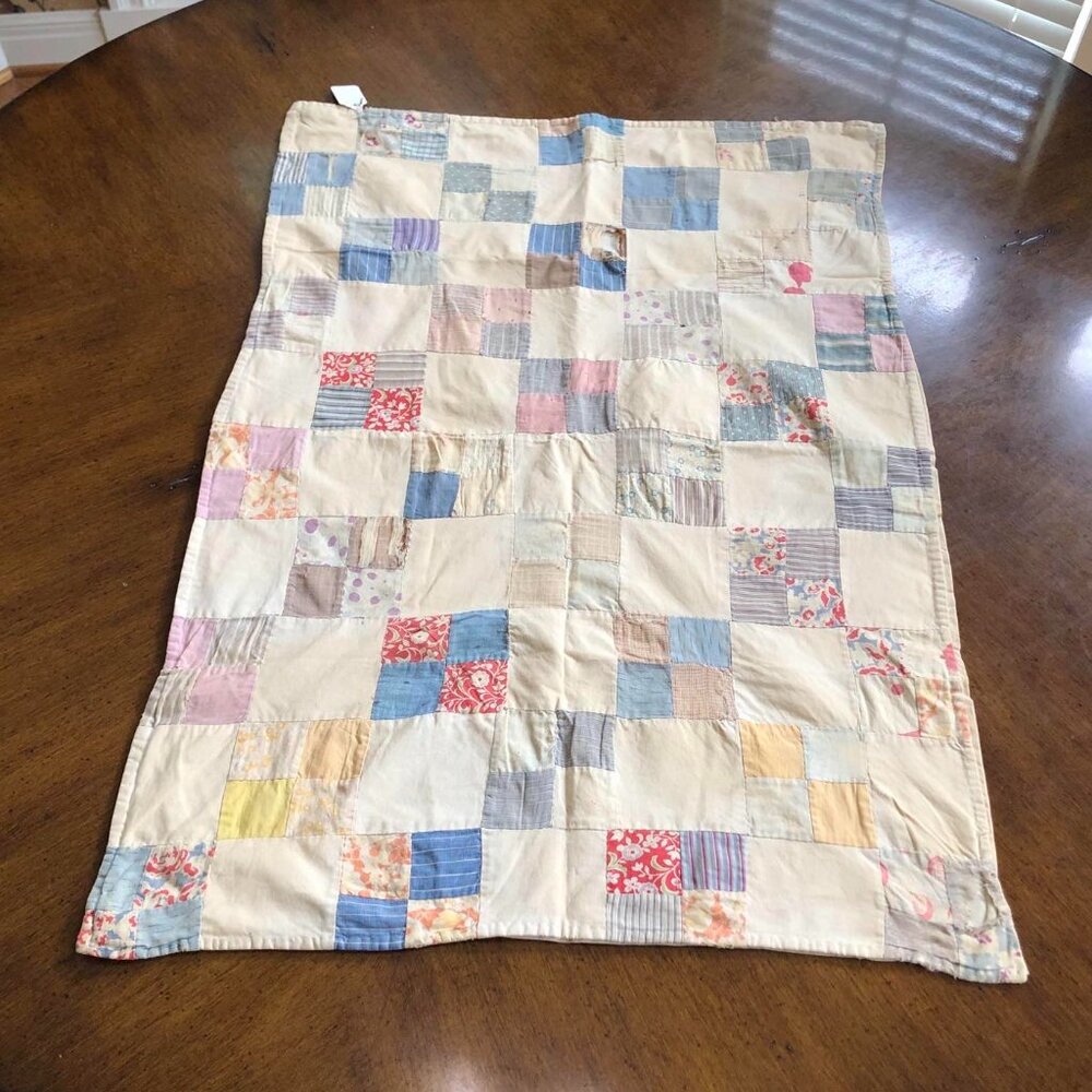 Antique baby buggy size patchwork coverlet